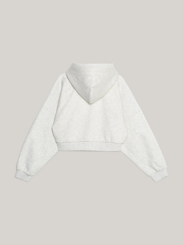 grey varsity relaxed cropped hoodie voor meisjes - tommy hilfiger