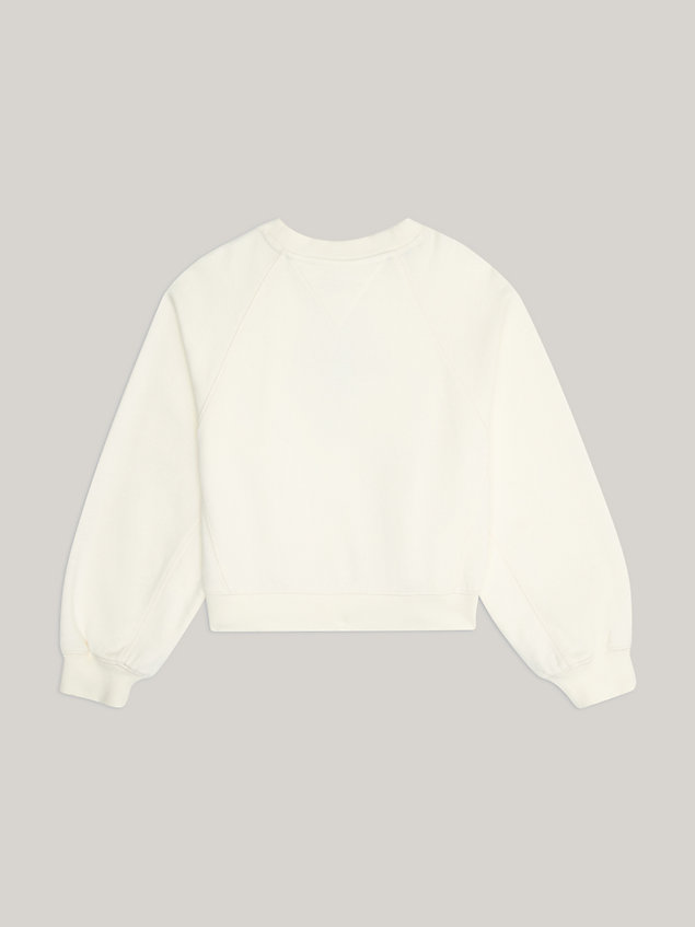 white logo crew neck oversized sweatshirt for girls tommy hilfiger