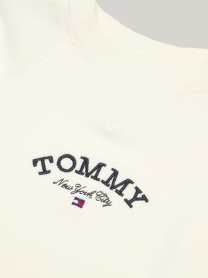 white logo crew neck oversized sweatshirt for girls tommy hilfiger