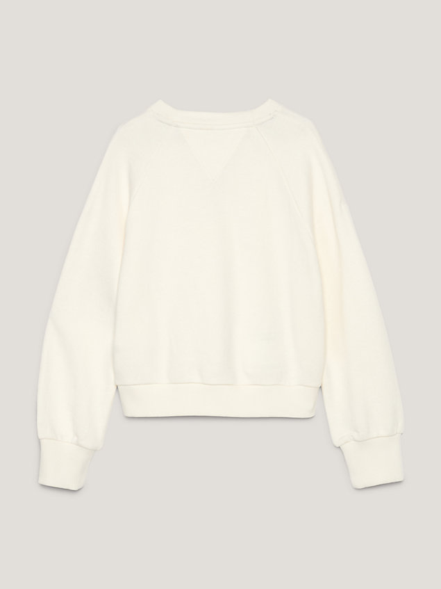 white th monogram relaxed sweatshirt met ronde hals voor meisjes - tommy hilfiger