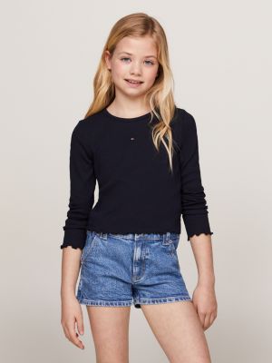 Essential Ruffle Fitted Long Sleeve | | T-Shirt Blue Hilfiger Tommy