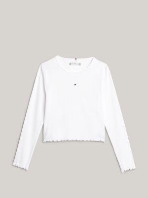 t-shirt essential con arricciature bianco da bambine tommy hilfiger