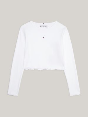 Essential Ruffle Fitted Long Sleeve T Shirt