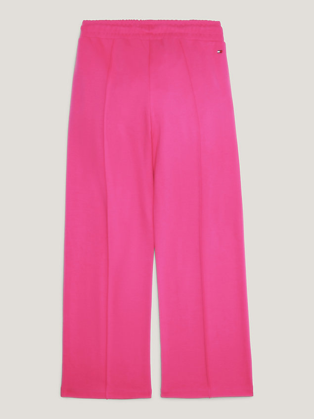 pink joggery z szerokimi nogawkami ze ściegiem dla dziewczynki - tommy hilfiger