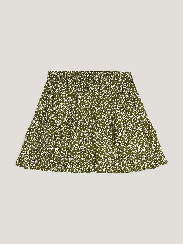 green flower print tiered balloon mini skirt for girls tommy hilfiger