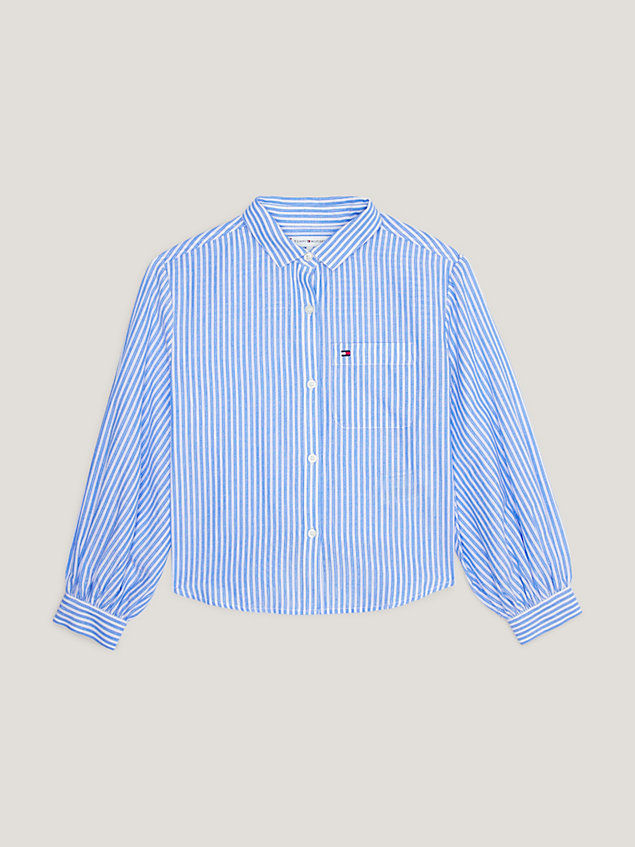 camicia relaxed fit a righe metallizzate blue da bambina tommy hilfiger