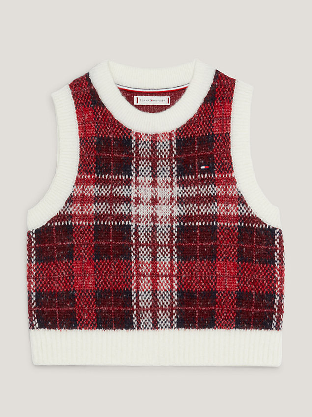 red tartan check sweater vest for girls tommy hilfiger