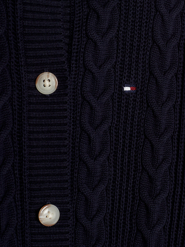 blue cable knit relaxed fit cardigan for girls tommy hilfiger