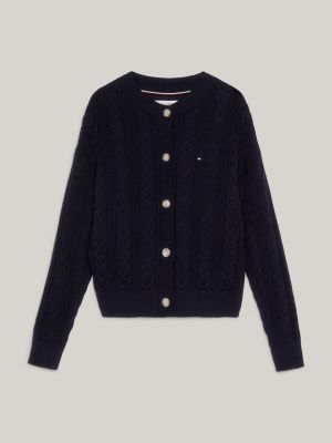 Cable Knit Relaxed Fit Cardigan | BLUE | Tommy Hilfiger