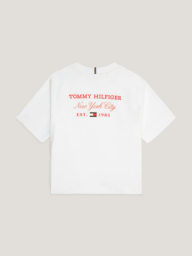 t-shirt archive fit con logo white da bambina tommy hilfiger