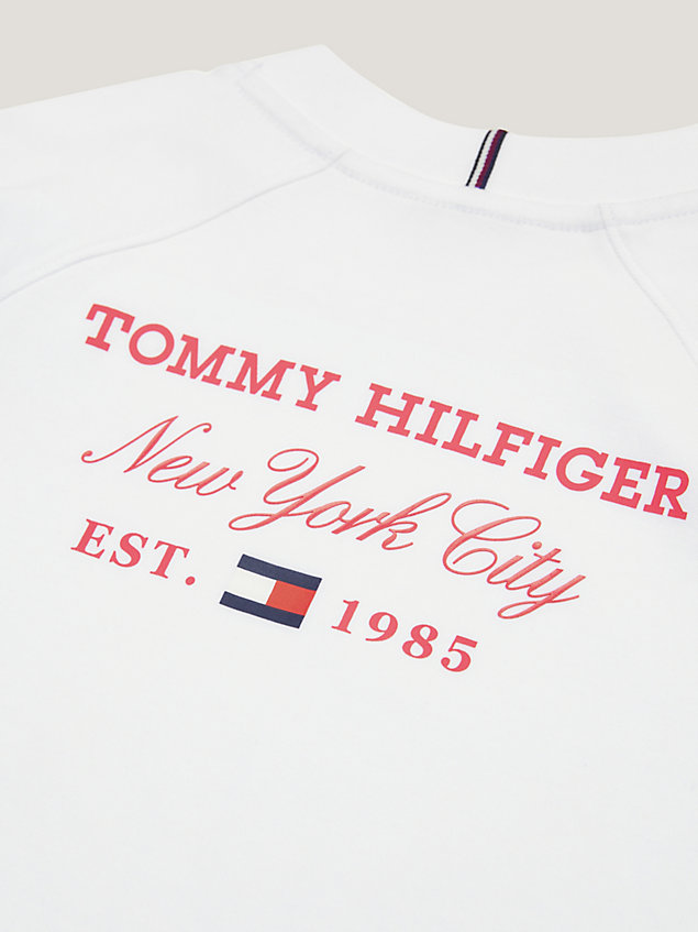 t-shirt archive fit con logo white da bambina tommy hilfiger