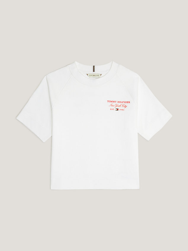 white t-shirt o archiwalnym kroju z logo z tyłu dla dziewczynki - tommy hilfiger