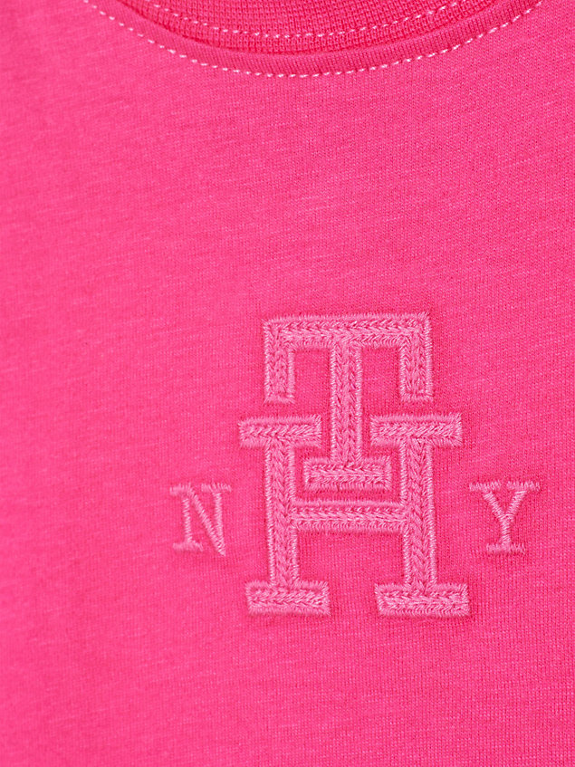 t-shirt th monogram archive fit pink da bambina tommy hilfiger