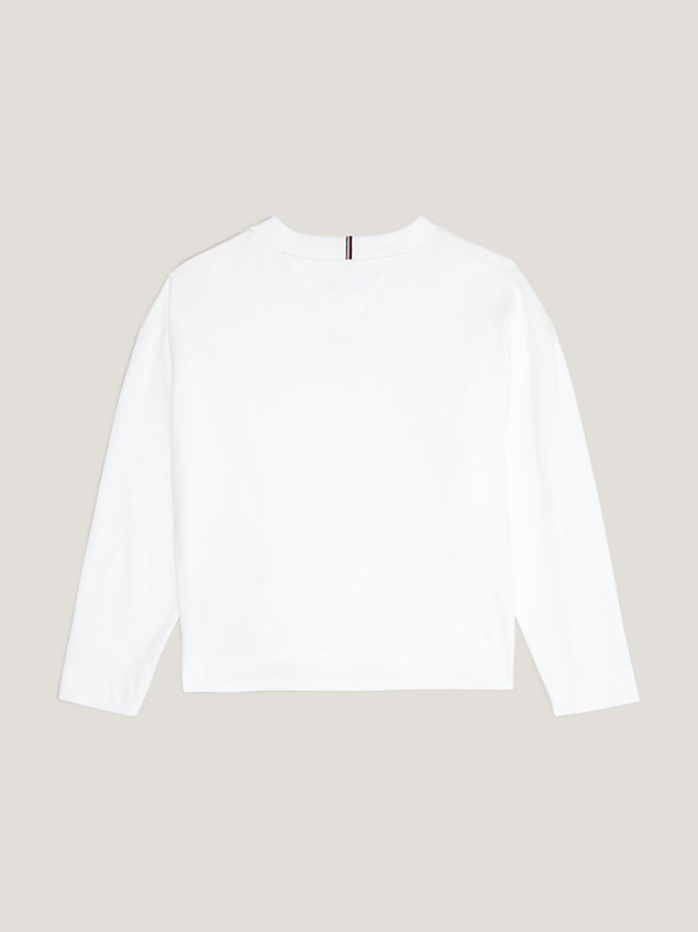 white th monogram archive longsleeve t-shirt voor meisjes - tommy hilfiger