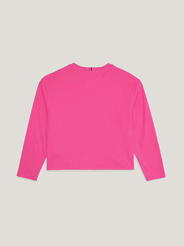 pink jersey-langarmshirt mit logo für maedchen - tommy hilfiger