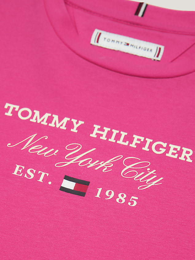 pink jersey longsleeve t-shirt met logo voor meisjes - tommy hilfiger