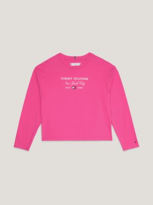 Logo Jersey Long Sleeve T-Shirt Hilfiger | Tommy Pink 