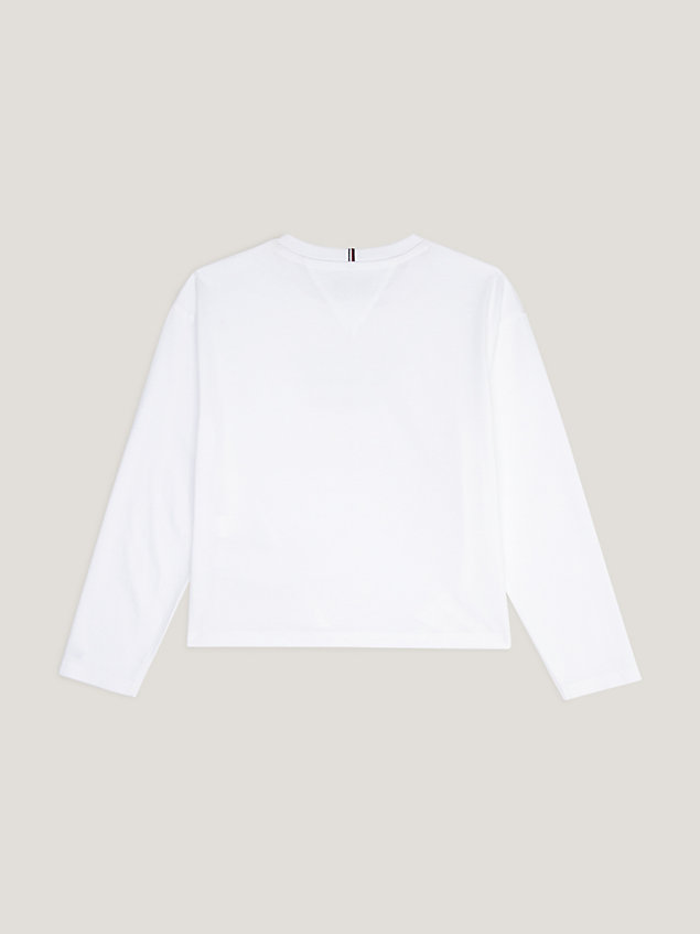 white jersey longsleeve t-shirt met logo voor meisjes - tommy hilfiger