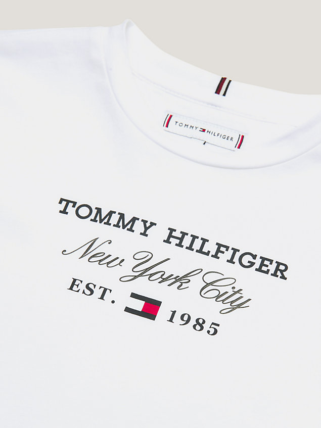 t-shirt a maniche lunghe con logo white da bambina tommy hilfiger