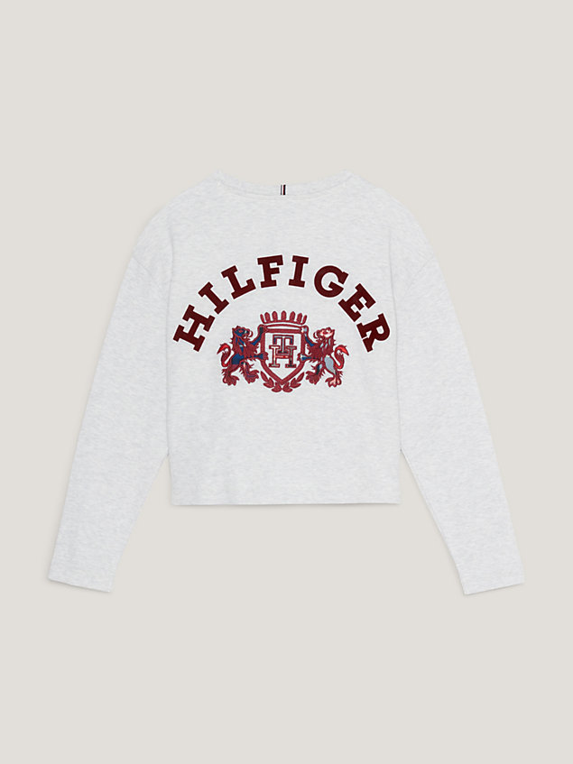 grey crest long sleeve relaxed t-shirt for girls tommy hilfiger