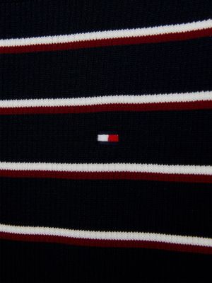 blue global stripe recycled slim cropped jumper for girls tommy hilfiger