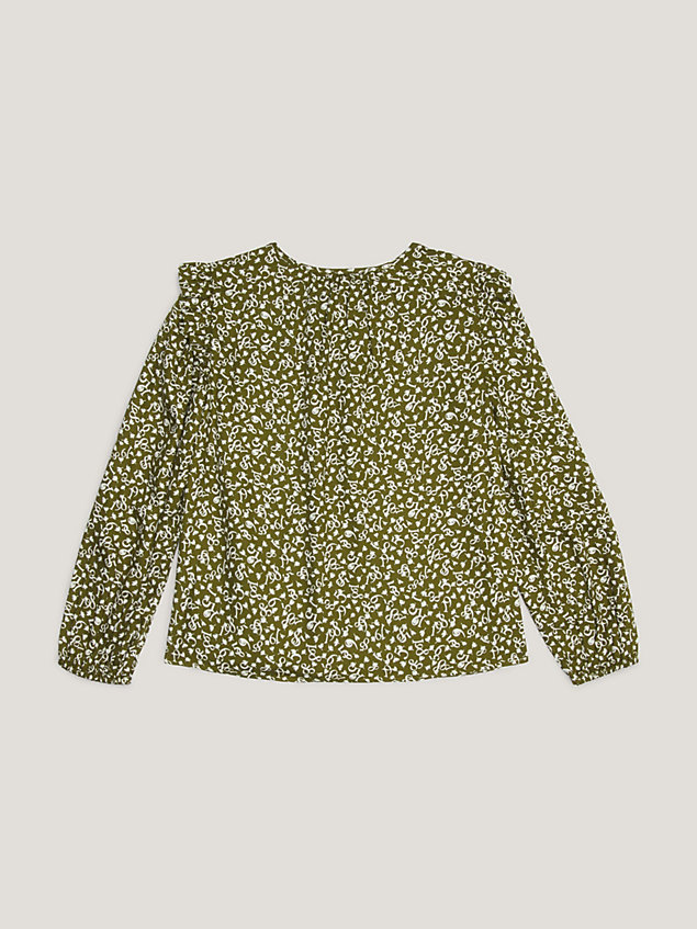green 1985 collection flower print ruffled shirt for girls tommy hilfiger