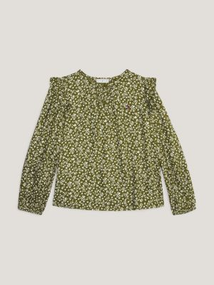 green koszula 1985 collection z falbankami dla dziewczynki - tommy hilfiger