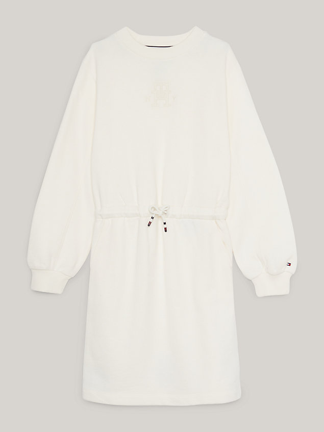 white th monogram relaxed sweatshirt dress for girls tommy hilfiger