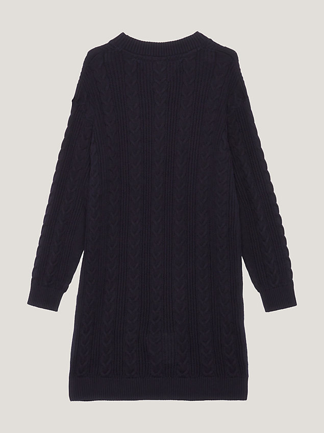 blue cable knit relaxed sweater dress for girls tommy hilfiger