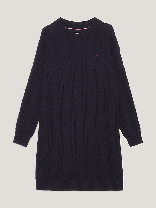 blue cable knit relaxed sweater dress for girls tommy hilfiger