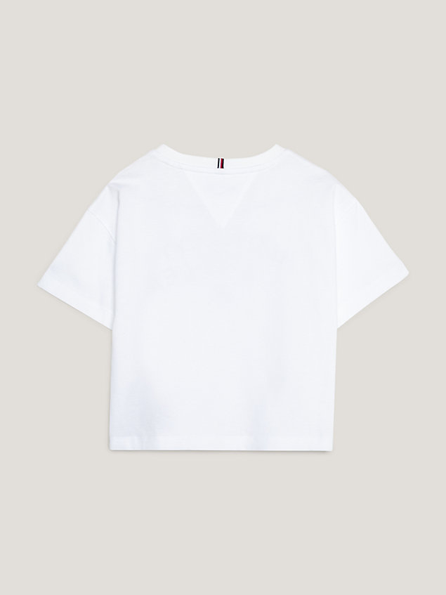 white luźny t-shirt z logo dla dziewczynki - tommy hilfiger