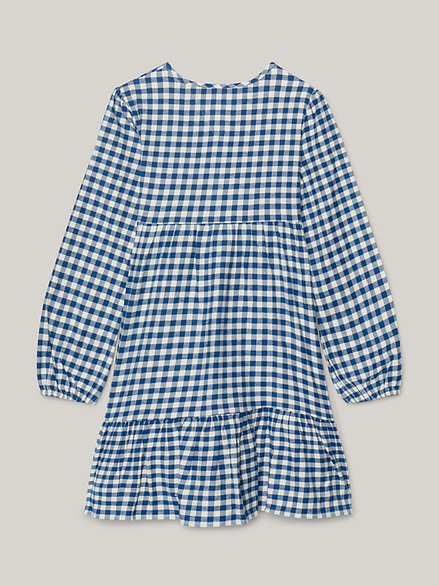 blue gingham check fit and flare dress for girls tommy hilfiger