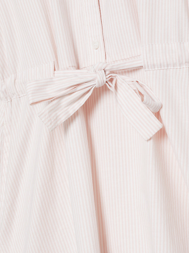 pink sukienka koszulowa essential w delikatne prążki dla dziewczynki - tommy hilfiger