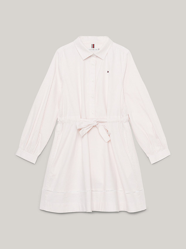pink essential hemdkleid mit ithaka-streifen für maedchen - tommy hilfiger