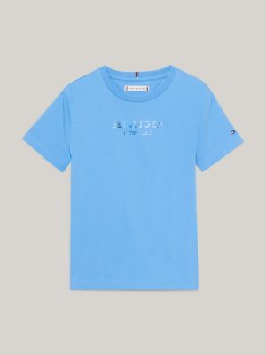 Hilfiger Monotype T-Shirt Tommy Blau Folie | aus | mit Logo Hilfiger