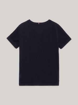 blue hilfiger monotype t-shirt mit logo aus folie für mädchen - tommy hilfiger