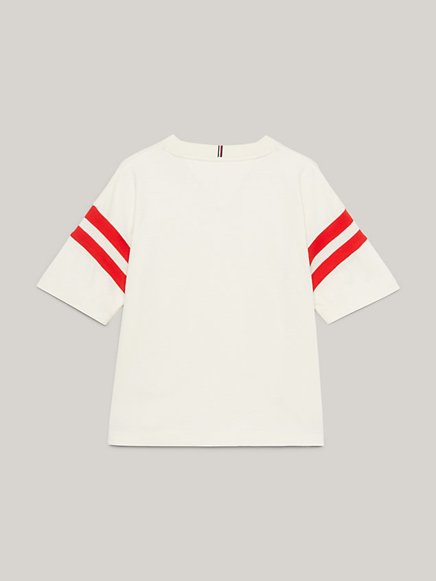 beige hilfiger monotype varsity t-shirt for girls tommy hilfiger