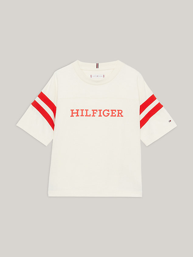 beige hilfiger monotype varsity t-shirt for girls tommy hilfiger