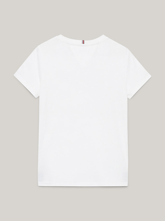 white varsity glitter script logo slim t-shirt for girls tommy hilfiger