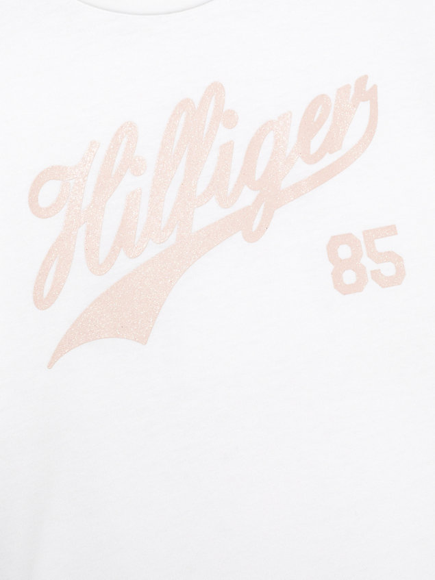 white varsity slim fit t-shirt mit schriftzug-logo für maedchen - tommy hilfiger
