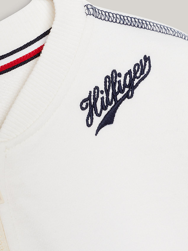 beige 1985 collection varsity script back logo sweatshirt for girls tommy hilfiger