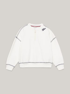 Tommy hilfiger lounge sweatshirt in cream with script logo hot sale