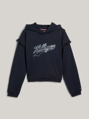 Tommy Hilfiger Sudadera de forro polar para niña, bolsillo frontal  funcional grande y cremallera de un cuarto