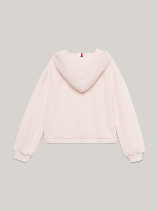 pink varsity relaxed fit hoodie mit schriftzug für maedchen - tommy hilfiger