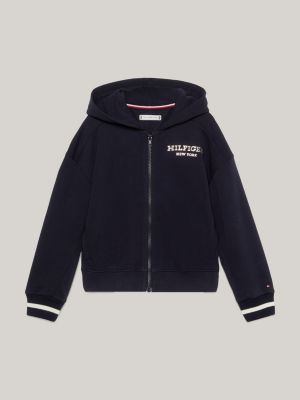 Hilfiger Monotype Relaxed Fit Zip-Thru Hoody | Blue | Tommy Hilfiger