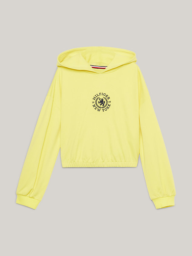 yellow varsity crest logo relaxed fit hoody for girls tommy hilfiger