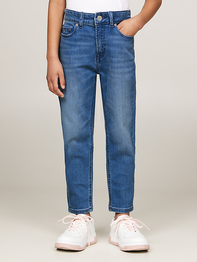 denim essential tapered faded jeans for girls tommy hilfiger