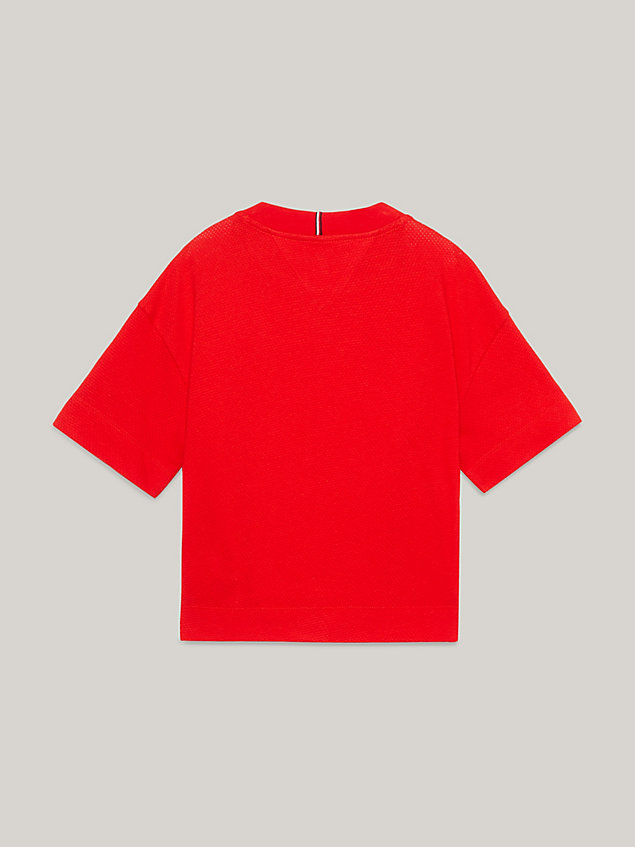 red varsity mesh-t-shirt mit hilfiger-monotype für maedchen - tommy hilfiger