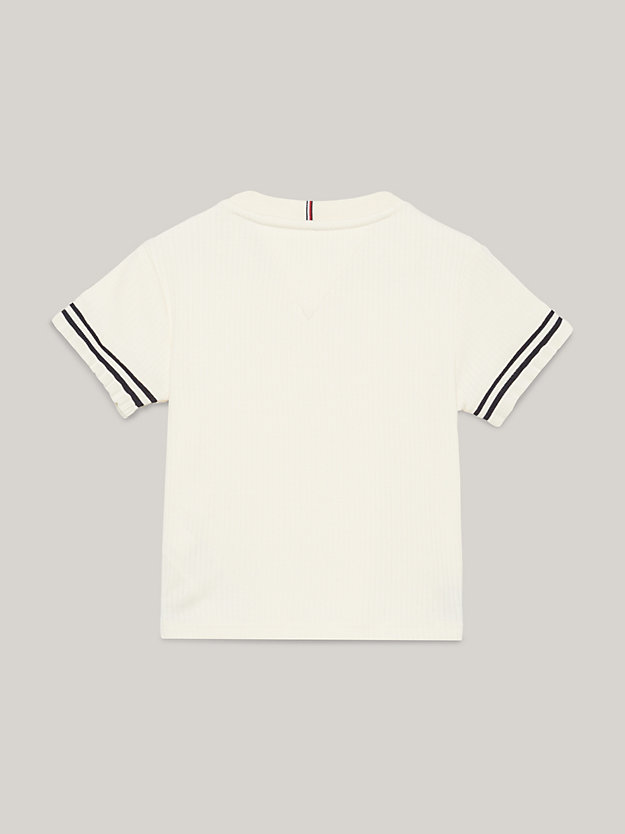 Essential Ruffle Sleeve Slim Fit T-Shirt | Beige | Tommy Hilfiger