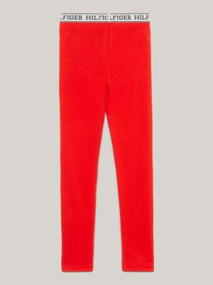 red hilfiger monotype lange leggings mit logo für mädchen - tommy hilfiger